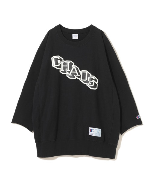 10ozﾁｬﾝﾋﾟｵﾝ裏毛ｶｯﾄｵﾌ7分袖ｽｳｪｯﾄ CHAOS